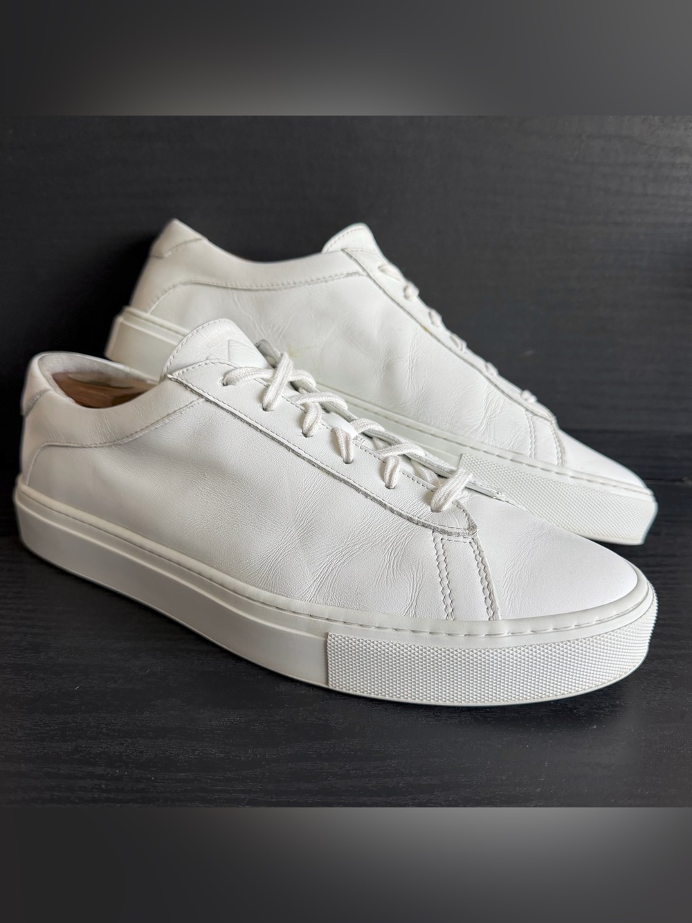 Koio Men’s Capri Fashion Sneakers Sz 11 Triple White Leather Low Top Shoe GUC